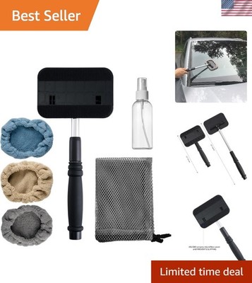 Windshield Cleaner   Ergonomic Extendable Tool with 3 Microfiber Covers