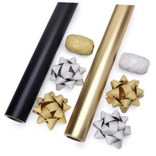 Graduation Wrapping Paper Set, Birthday 2 Rolls Black and Gold Black/Gold
