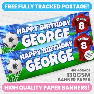 PERSONALISIERTE FUSSBALL GEBURTSTAGSBANNER BELIEBIGER NAME FUSSBALLMANNSCHAFT PARTY BANNER