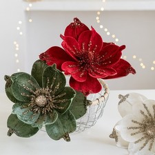 5 Stück Dekorative Blumen Samtstoff Künstliche Blume Weihnachtsbaum Ornament