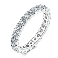 MULA Women European 925 Sterling Silver Finger moissanite Shining Full Set Ring