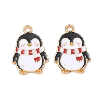 10 wirklich süße Weihnachten Pinguin mit Schal goldfarben Charm Anhänger