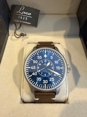 Laco Aachen Blaue Stunde 42 Watch Model 862101 Box Papers Extra Leather Strap