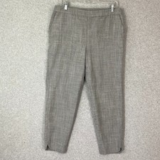 Chicos Dress Pants Womens Size 1.5 (10) Gray Crosshatch Pull On Ankle Stretch