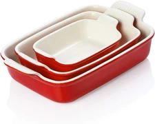 Elegant 9x13 Ceramic Baking Dish Set - Stylish Red Bakeware for All Occasions