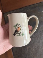 Creative Co-op Bird & Branch Stoneware Hand Painted Creamer Vase 3”