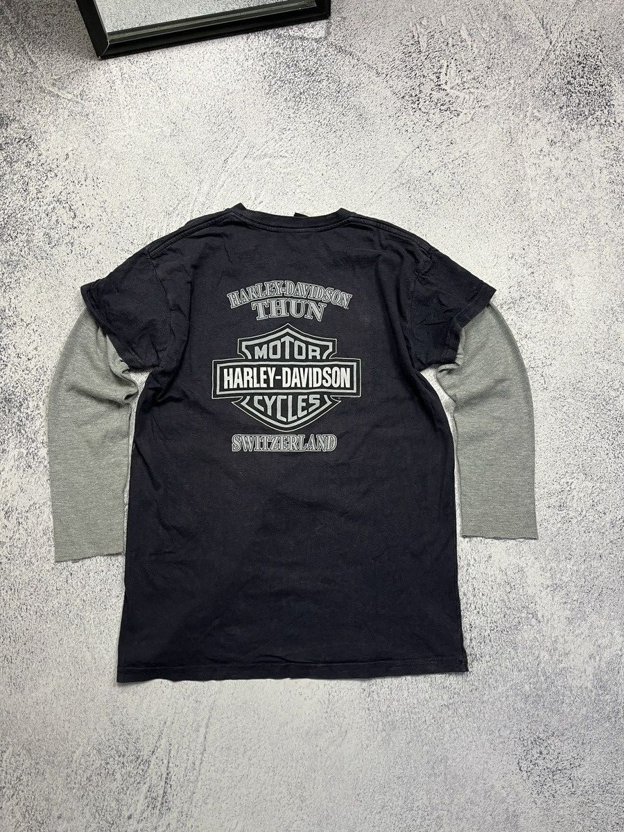 Vintage 2009 Harley Davidson Switzerland Thun Tee Longsleeve Shirt Rare Women's View 2