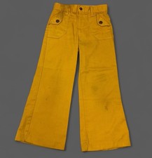 Vintage 70s Garanimals Mule Ear Pocket Yellow Flare Pants Kids 4T Stains