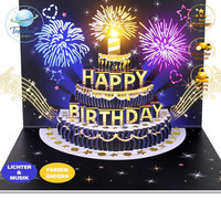 3D Geburtstagskarte Pop-Up Musik Licht Schwarz-Gold Geschenk Frauen