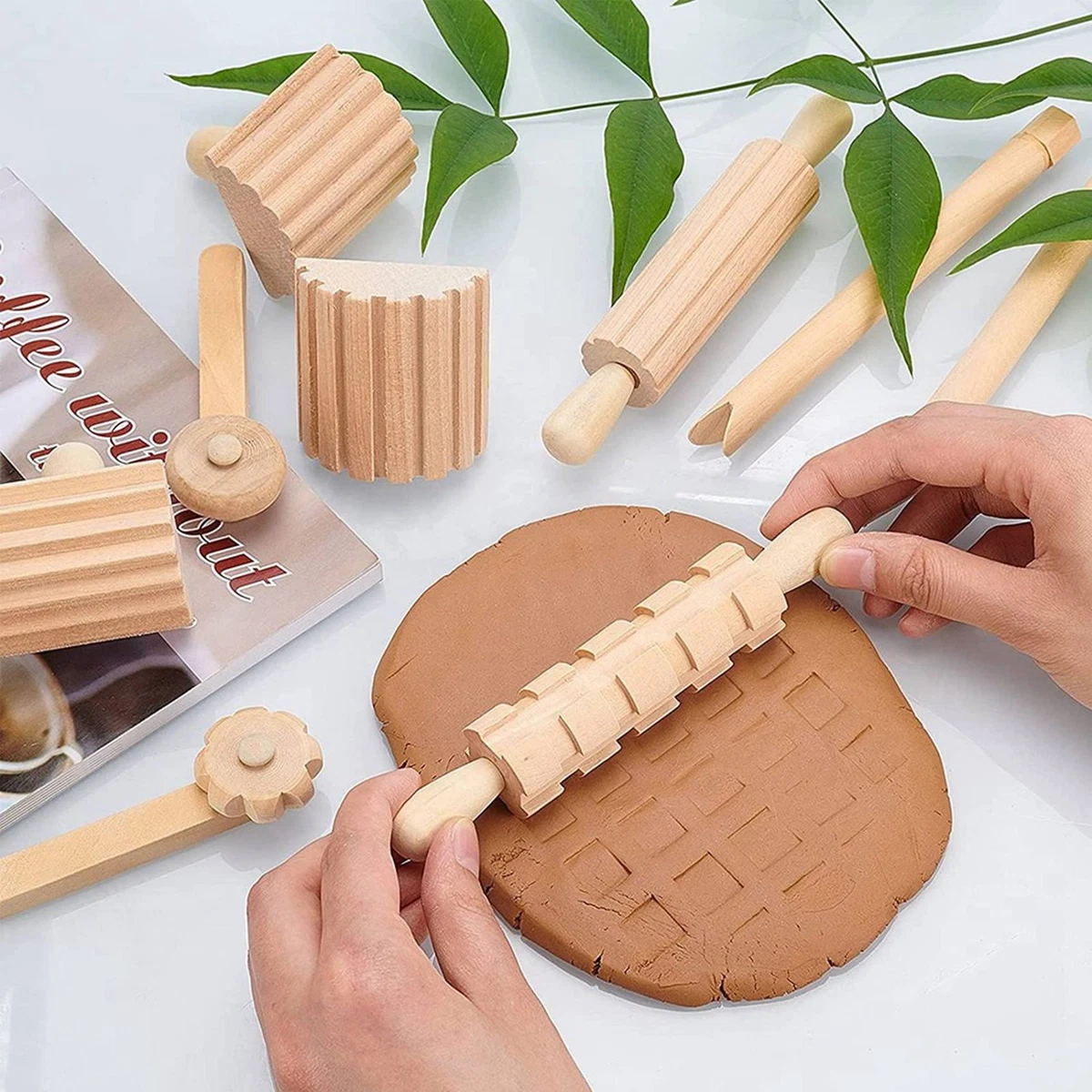 12Pcs Clay and Dough Tools Play Accessories Includes Rollers Hammer Party2373