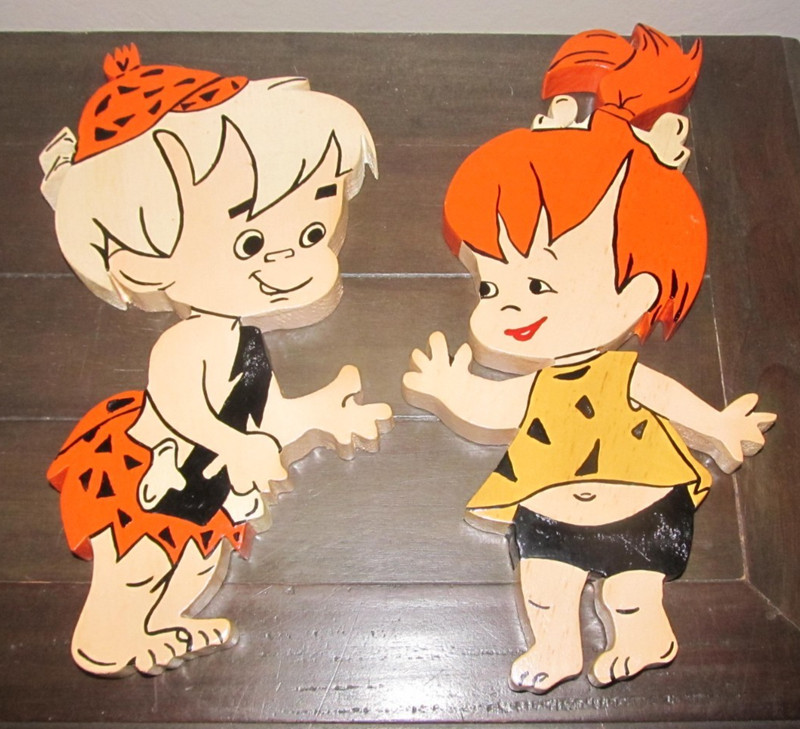Wooden Hanna Barbera Decor Baby Nursery Wall Art The Flintstones Bam Bam Pebbles