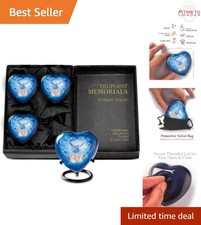 Small Aluminum Keepsake Urns Set of 4 Blue Dove Heart Cremation Memorial