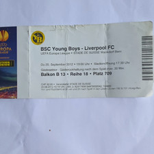 UEFA Europa League BSC Young Boys v Liverpool 20.09.2012 Match Ticket Stub