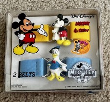 Vintage 1987 Disney Mickey Mouse  Donald Duck Adjustable Belt Set Original Box