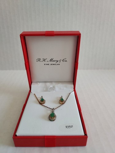 R. H. Macy & Co. Fine Jewelry .925 Silver Gold Plate Necklace/Earring Set w/ Box