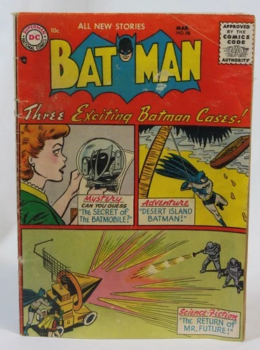 Vtg Batman Comic Book #98 DC 1956 Robin Mr Future Batmobile Silver Age Estate