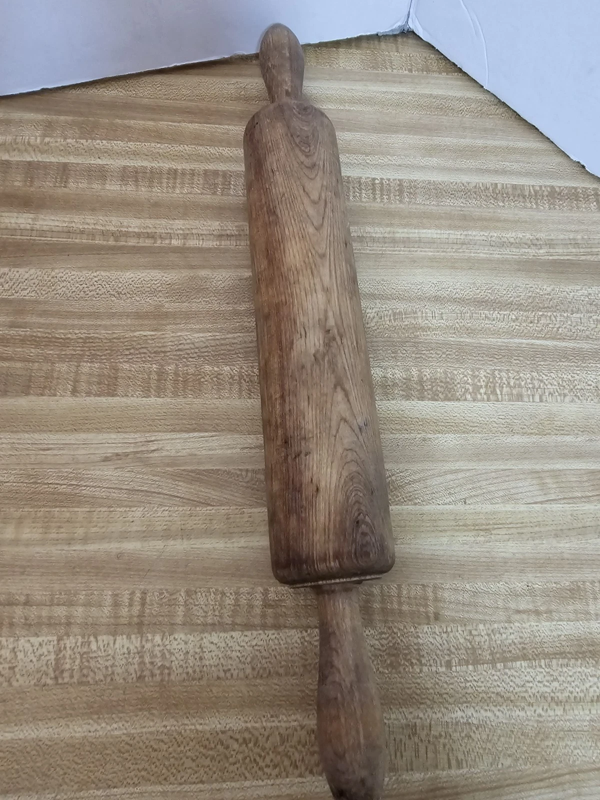Antique Primitive Wooden Rolling Pin Hand Carved One Piece Farmhouse Rustic Vtg
