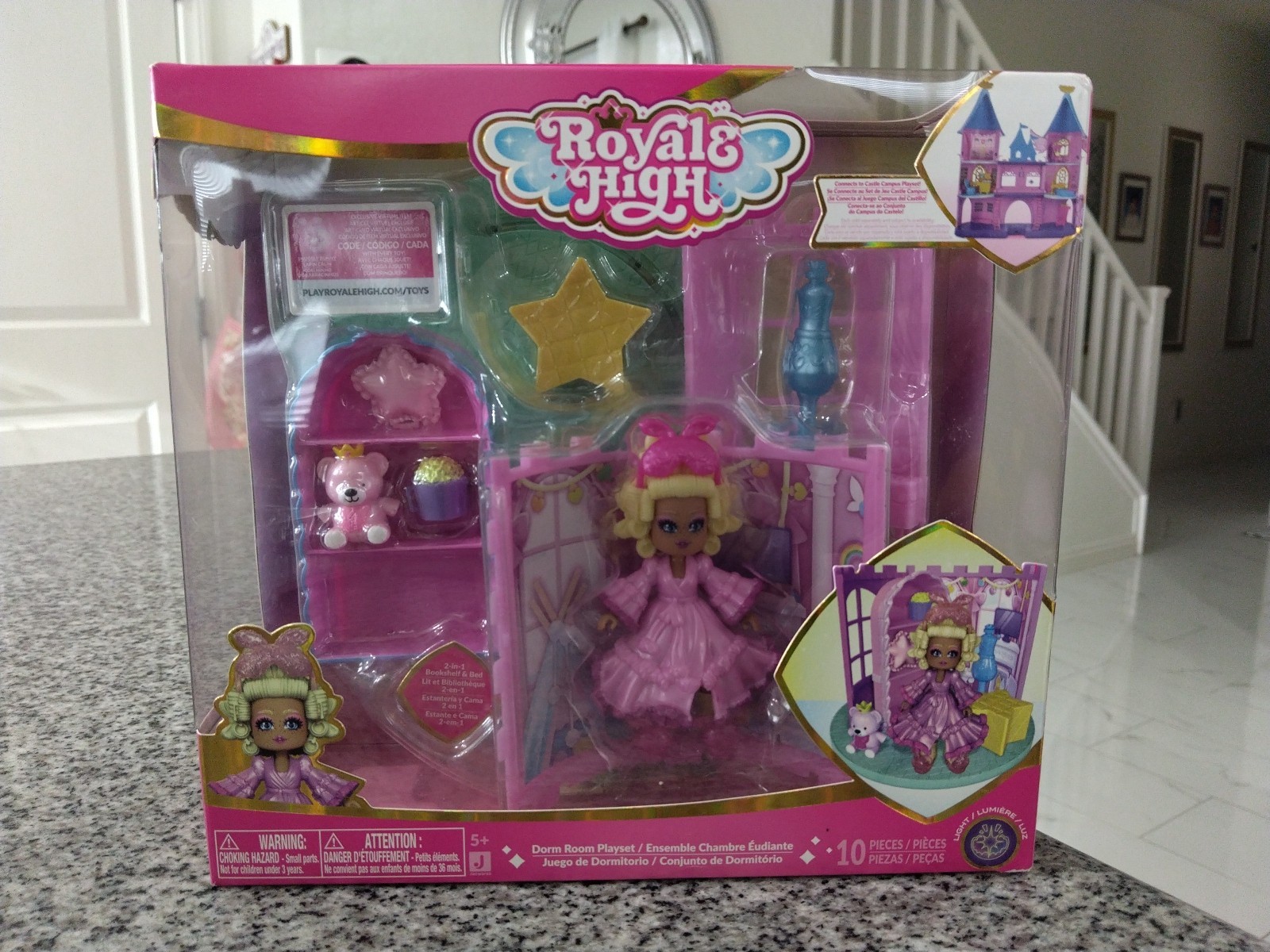 Dorm Room Playset - 1 Doll, 5 Accessories - Fits Inside Castle Playset - Virt...