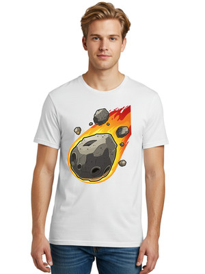 Meteor-3 Mens Graphic Tee, 100% Cotton, Casual Summer Wear