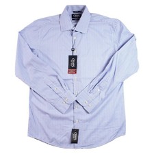 Chaps Shirt Mens M 15-15 1/2 32/33 Blue Check Slim Fit Long Sleeve Button Front