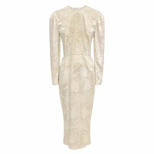 Vintage Scott McClintock Lace Prairie Dress Cream Satin Victorian S Cottage Core