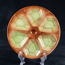 Antique French Oyster Plate Majolica FIVES-LILLE c 1920 Art Deco Ceramic