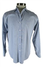 Canali 1934 Mens Blue Stripe Spread Collar Cotton Dress Shirt 43 17-35 Italy