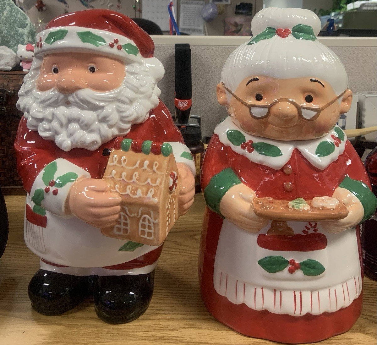 Cheryls Cookies Mrs/Mr Santa Claus Christmas Cookie Jars