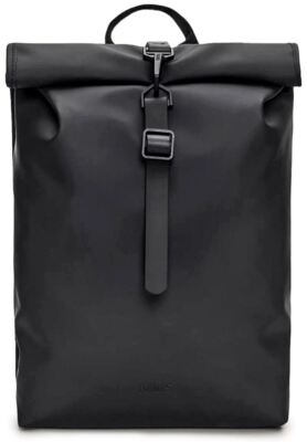 RAINS Rolltop Mini Rolltop Öffnung W3 Wasserfest Herren Rucksack IN Schwarz