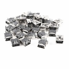 20Pcs Mini USB Type B 5Pin Female Socket Right Angle DIP Jack Connector NEW