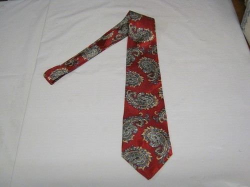 Oscar de la Renta SILK Tie Necktie 56 x 3.75 red green beige 14060 - Picture 3 of 5