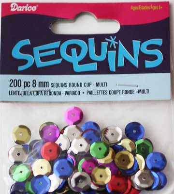 Darice Economy Craft ~ CUP SEQUINS ~ Size: 8mm Color: MIXED  Qty in Pack :200