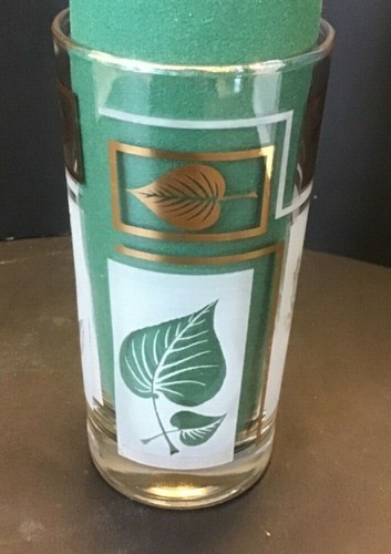 VTG Dominion Glass Set of Two Highball Glasses Gold & Frosted Retro Barware - Picture 7 of 8