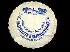 DDR Untersetzer Bierdeckel aus Papier gro&szlig; Reklame Kreiskulturhaus Lobenstein