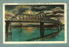 Postcard Ironton Russell Bridge Ohio River Ashland Kentucky KY