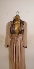 Gold Nude Pink Sheer Boho Oriental Open Cardigan Jacket Kimono Robe Uk 4 6 8 10