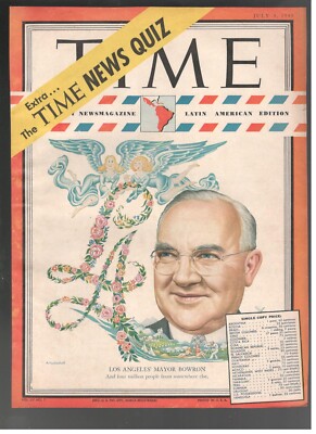 MAJOR FLETCHER BOWRON LOS ANGELES ARTZYBASHEFF TIME 1949 cover 1 page original