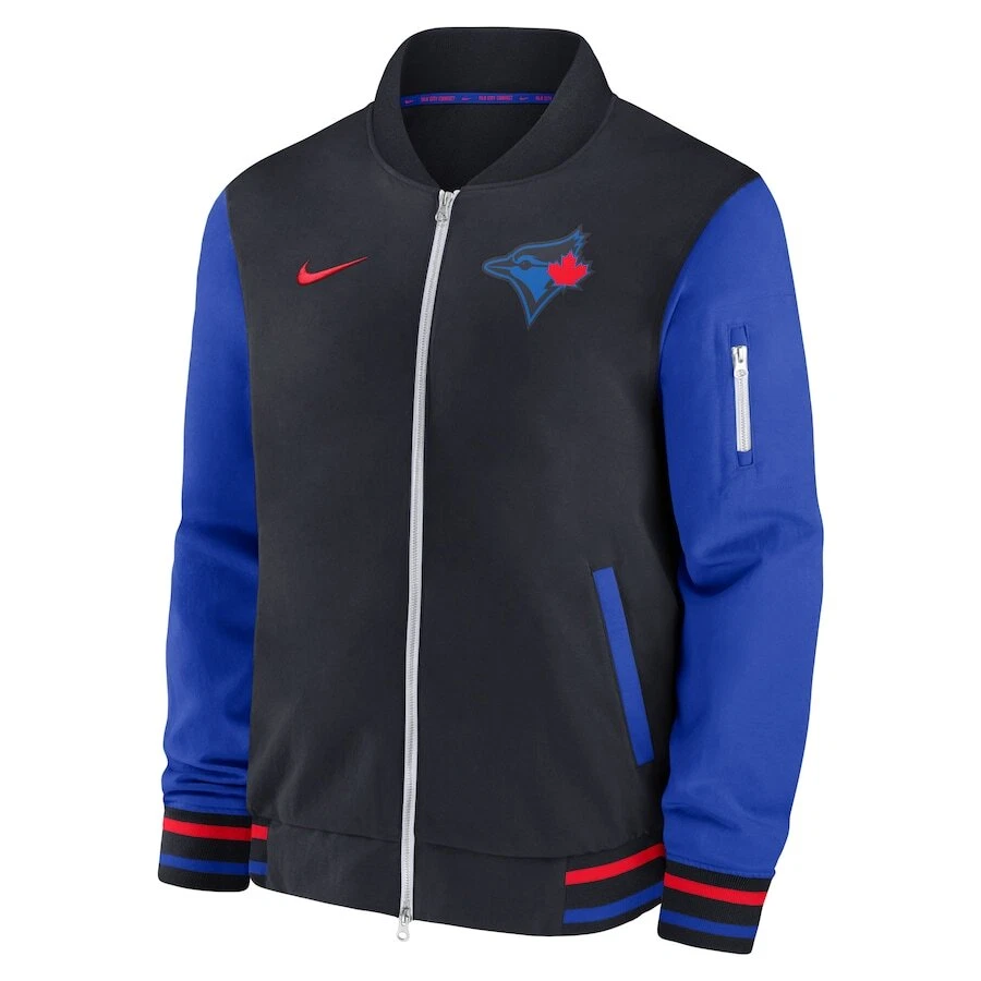 Men Toronto Blue Jays Royal 2024 City Connect ACFull Zip Game Time Bomber Jacket - Image 2 of 3