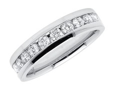 10k White Gold Mens Channel Diamond 5.5mm Comfort Fit Wedding Band Ring 1 ct