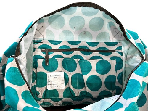 Thirty-One Metro Retro Weekender XL Travel Duffel Bag Tote Teal Mod Dot Retired - Picture 15 of 18