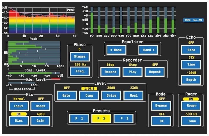 12 Band Full Digital Sound EQ Record 48V for ICOM Noise Gate Echo