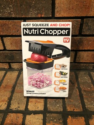 NutriChopper - Food Chopper & Dicer w/ 3 Stainless Steel Blades & Container, New