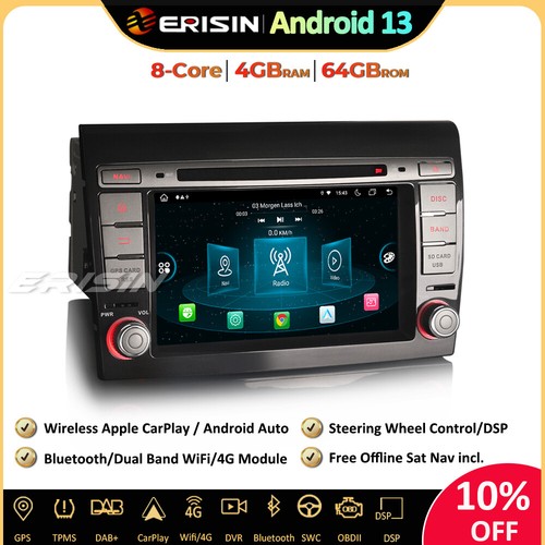 8-Core Android 13 Autoradio Sat Navi CarPlay DAB+WLAN Radio CD 4G für Fiat Bravo - Bild 1 von 21