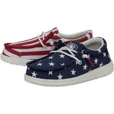 Hey Dude Z37105 Girls Blue/Red Wally Patriotic Slip-On Casual Shoes Size K13