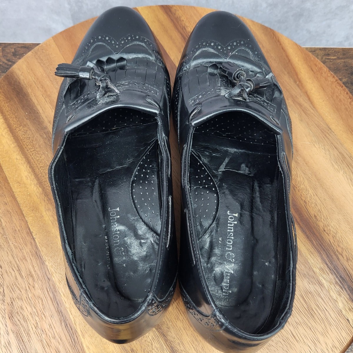 Johnston Murphy Loafers Mens 11 Black Leather Wingtip Brogue  display picture 3