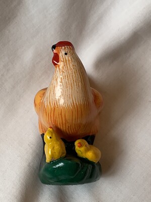 Vintage ''Huhn Henne mit ihren 2 Küken'' 3 Zoll Figur Sammlerstück