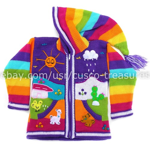Peruvian kids sweater Purple cardigan 