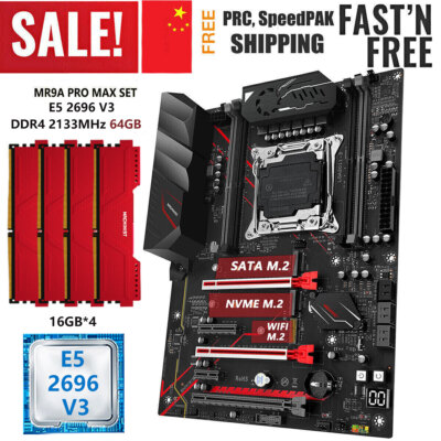 X99 Motherboard LGA 2011-3 + E5 2696 V3 CPU 64GB DDR4 2133MHz ECC RAM Combo Kit