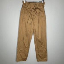 Reiss Mabel High Waist Paper Bag Trousers Womens Size 6 Petite Camel Brown