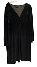 Lane Bryant V Neck Velvet Black Dress 18/20 holiday preppy cocktail party